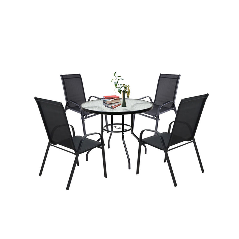 Leziter Set mobilier de grădină Tanger 4+1 negru