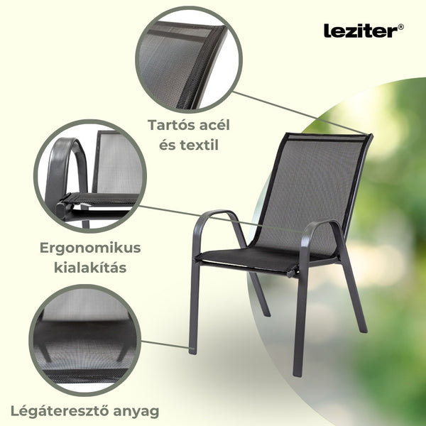 Leziter Set mobilier de grădină Tanger 4+1 negru