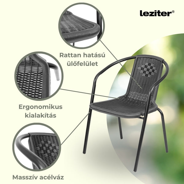 Leziter Set mobilier de grădină Lund 4+1 negru