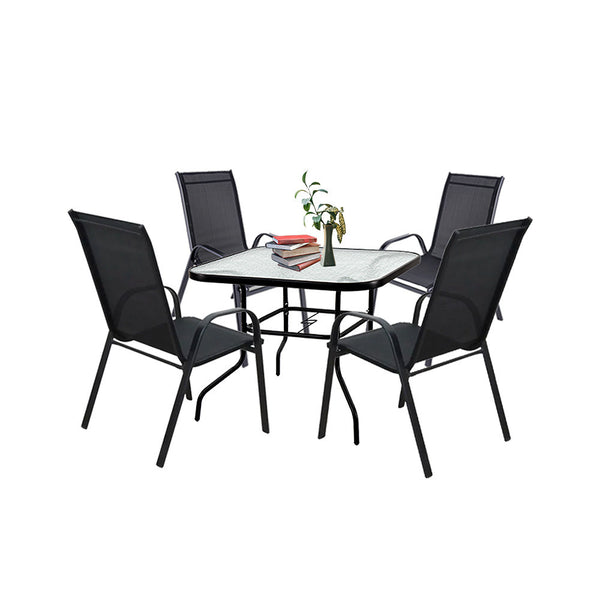 Leziter Set mobilier de grădină Juba 4+1 negru