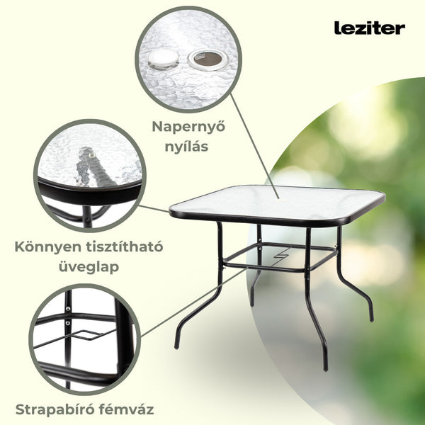 Leziter Set mobilier de grădină Amira 4+1 negru