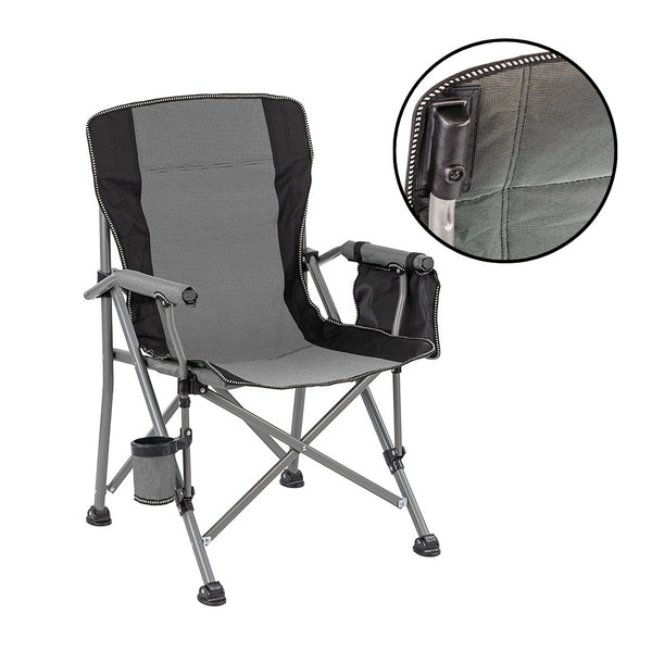 Leziter Leziter Comfort Plus scaun de pescuit cu braț și suport pentru pahare gri