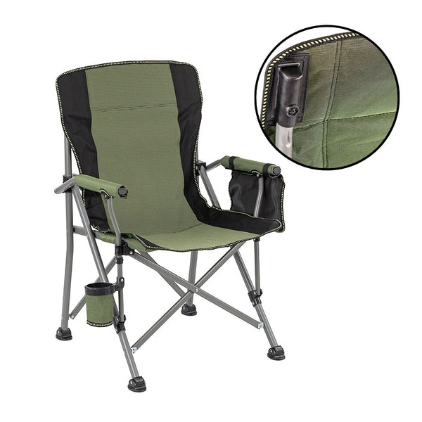 Leziter Scaun de pescuit Leziter Comfort Plus cu cotieră și suport pentru pahare verde