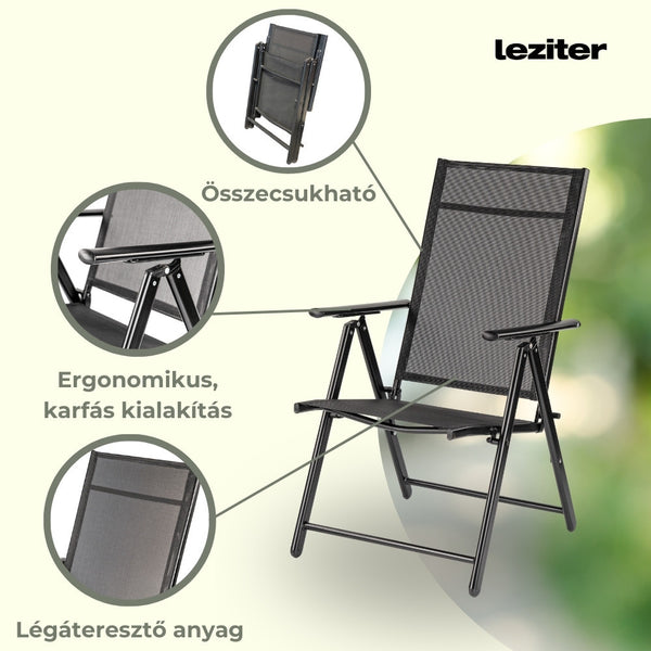Leziter Scaun de grădină pliabil Lugo cu cadru metalic