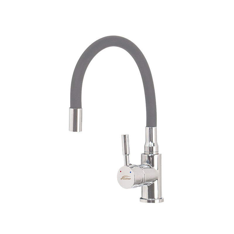 Leziter Robinet mixer pentru chiuvetă cu piedestal Corin cu gura de scurgere flexibilă gri