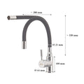 Leziter Robinet mixer pentru chiuvetă cu piedestal Corin cu gura de scurgere flexibilă gri