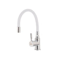 Leziter Robinet mixer pentru chiuvetă pe piedestal Corin cu gura de scurgere flexibilă alb