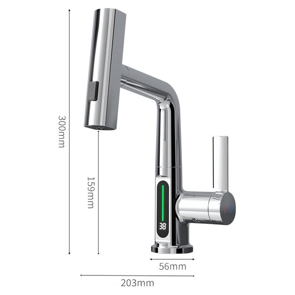 Leziter Robinet mixer multifuncțional pentru chiuvetă Mara cu afișaj digital negru