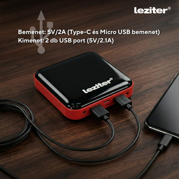 Leziter Powerbank 10000 mAH 2A 10W roșu