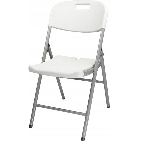 Scaun pliabil 54x46x86 cm, otel si HDPE, antiderapant, alb