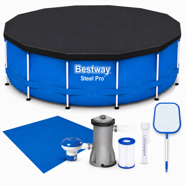 Piscina cadru metalic Bestway, 305x76 cm, 4.500 litri, cu toate accesoriile