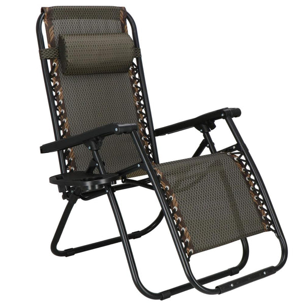 Sezlong pliabil cu spatar reglabil, structura metalica, material textilene, 175x67 cm, maro
