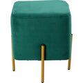 Taburet patrat, tapitat cu stofa, picioare otel, sarcina 100kg, 35x35x40 cm, verde