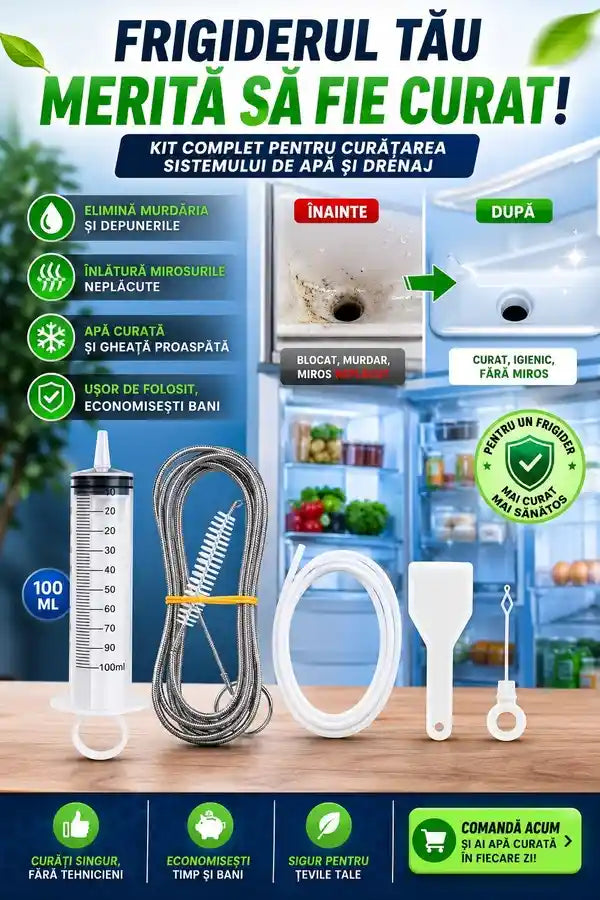 Set Curățare Frigider (include seringă, furtun, perie și accesorii)