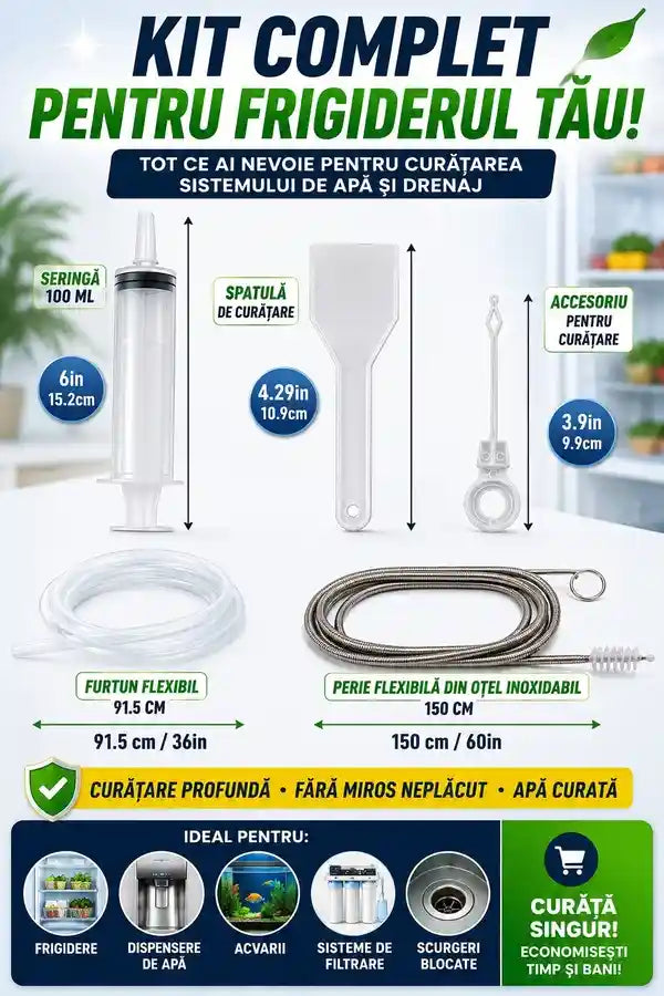 Set Curățare Frigider (include seringă, furtun, perie și accesorii)
