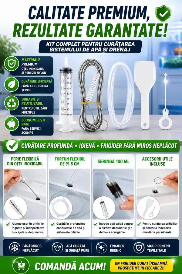 Set Curățare Frigider (include seringă, furtun, perie și accesorii)