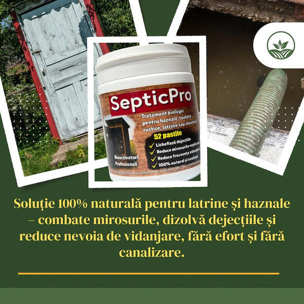 🚚 Bioactivator Buha SepticPro, tratament pastile pentru WC, Hazna, Latrina sau Closet, 52 de pastile, 6-12 luni - Cu Transport Gratuit!