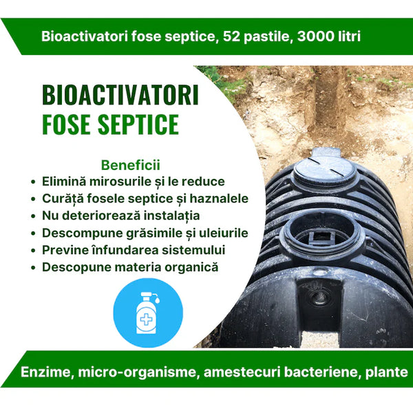 🚚 Pastile pentru fosa septica, bioactivatori cu actiune 12 luni, 52 pastile, fose pana la 3000 litri - Cu Transport Gratuit!