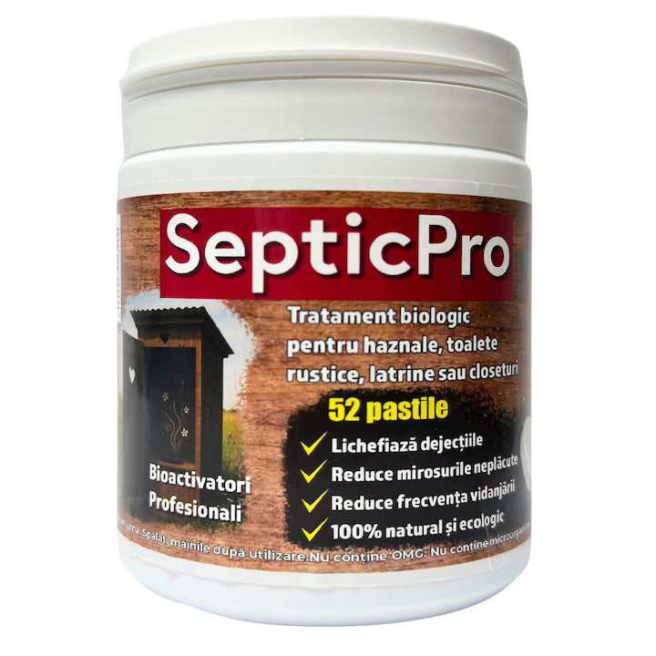 🚚 Bioactivator Buha SepticPro, tratament pastile pentru WC, Hazna, Latrina sau Closet, 52 de pastile, 6-12 luni - Cu Transport Gratuit!